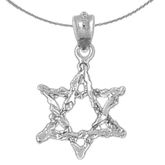 Colgante de estrella de David de plata de ley (bañado en rodio o oro amarillo)