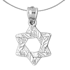 Colgante de estrella de David de plata de ley (bañado en rodio o oro amarillo)