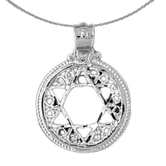 Colgante de estrella de David de plata de ley (bañado en rodio o oro amarillo)