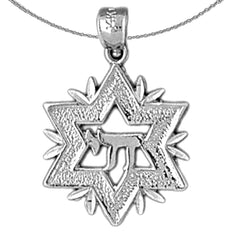 Sterling Silver Star Of David Pendant (Rhodium or Yellow Gold-plated)