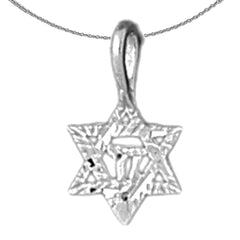 Sterling Silver Star Of David Pendant (Rhodium or Yellow Gold-plated)