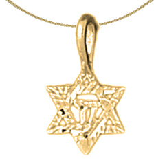 Sterling Silver Star Of David Pendant (Rhodium or Yellow Gold-plated)