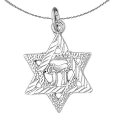 Sterling Silver Star Of David Pendant (Rhodium or Yellow Gold-plated)