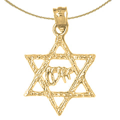 Sterling Silver Star Of David Pendant (Rhodium or Yellow Gold-plated)