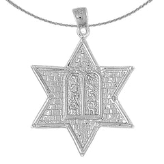 Sterling Silver Star Of David Pendant (Rhodium or Yellow Gold-plated)
