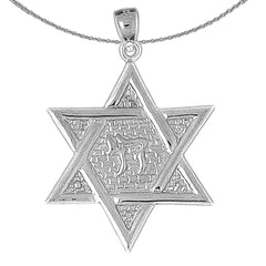 Sterling Silver Star Of David Pendant (Rhodium or Yellow Gold-plated)