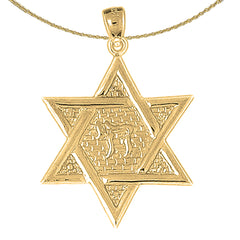 Sterling Silver Star Of David Pendant (Rhodium or Yellow Gold-plated)