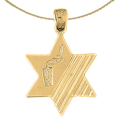 Sterling Silver Star Of David Pendant (Rhodium or Yellow Gold-plated)