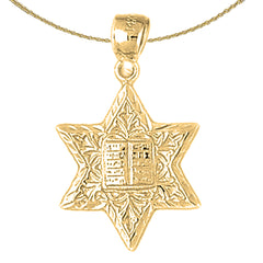 Sterling Silver Star Of David Pendant (Rhodium or Yellow Gold-plated)