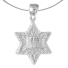 Sterling Silver Star Of David Pendant (Rhodium or Yellow Gold-plated)