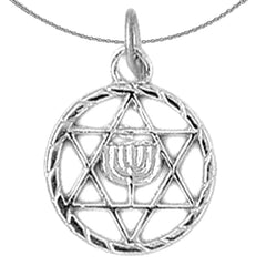 Sterling Silver Star Of David Pendant (Rhodium or Yellow Gold-plated)