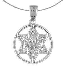 Sterling Silver Star Of David Pendant (Rhodium or Yellow Gold-plated)