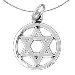 Sterling Silver Star Of David Pendant (Rhodium or Yellow Gold-plated)