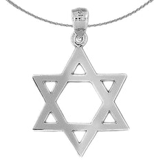 Sterling Silver Star Of David Pendant (Rhodium or Yellow Gold-plated)