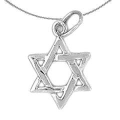 Sterling Silver Star Of David Pendant (Rhodium or Yellow Gold-plated)