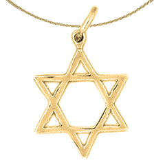 Sterling Silver Star Of David Pendant (Rhodium or Yellow Gold-plated)