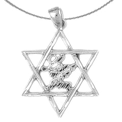 Sterling Silver Star Of David Pendant (Rhodium or Yellow Gold-plated)