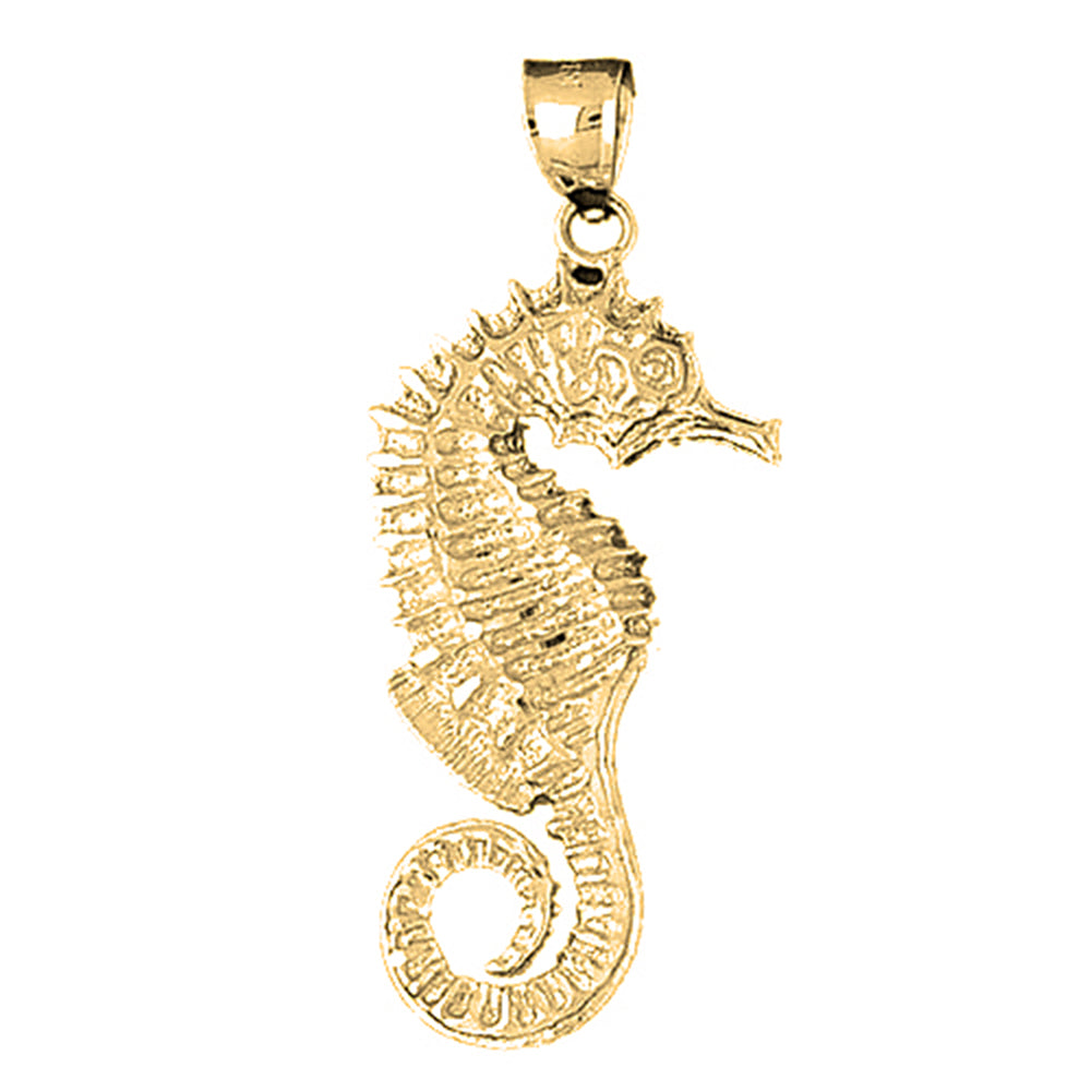 Yellow Gold-plated Silver Seahorse Pendant