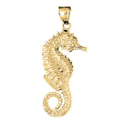 Yellow Gold-plated Silver Seahorse Pendant