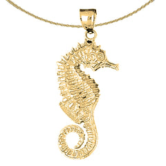 Sterling Silver Seahorse Pendant (Rhodium or Yellow Gold-plated)