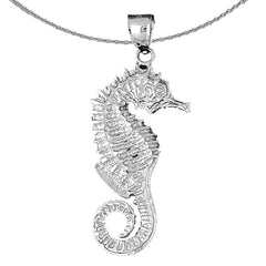 Sterling Silver Seahorse Pendant (Rhodium or Yellow Gold-plated)