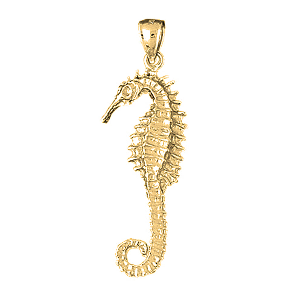 Yellow Gold-plated Silver Seahorse Pendant