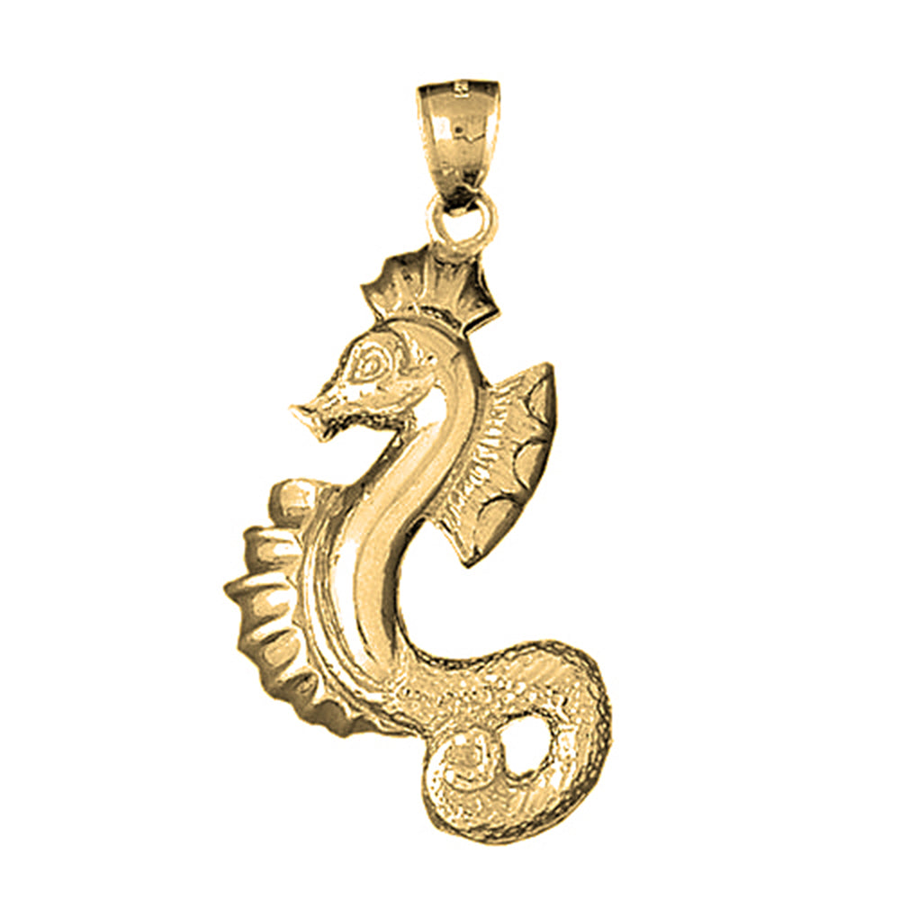 Yellow Gold-plated Silver Seahorse Pendant