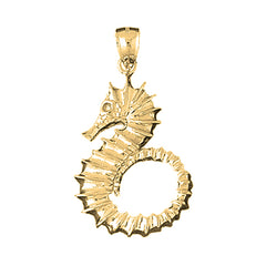 Yellow Gold-plated Silver Seahorse Pendant