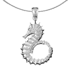 Sterling Silver Seahorse Pendant (Rhodium or Yellow Gold-plated)