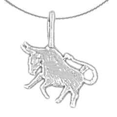 Sterling Silver Taurus Zodiac Sign Pendant (Rhodium or Yellow Gold-plated)