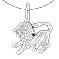Sterling Silver Leo Zodiac Sign Pendant (Rhodium or Yellow Gold-plated)