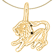 Sterling Silver Leo Zodiac Sign Pendant (Rhodium or Yellow Gold-plated)