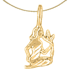 Sterling Silver Virgo Zodiac Sign Pendant (Rhodium or Yellow Gold-plated)