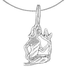 Sterling Silver Virgo Zodiac Sign Pendant (Rhodium or Yellow Gold-plated)
