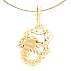 Sterling Silver Scorpio Zodiac Sign Pendant (Rhodium or Yellow Gold-plated)