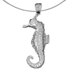Sterling Silver Seahorse Pendant (Rhodium or Yellow Gold-plated)