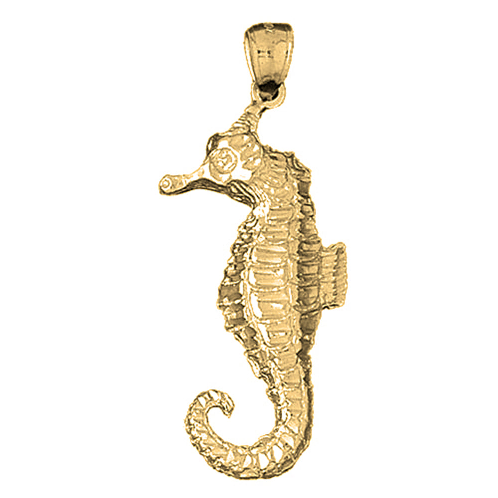 Yellow Gold-plated Silver Seahorse Pendant