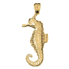 Yellow Gold-plated Silver Seahorse Pendant