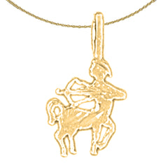 Sterling Silver Sagittarius Zodiac Sign Pendant (Rhodium or Yellow Gold-plated)