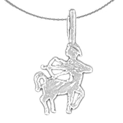 Sterling Silver Sagittarius Zodiac Sign Pendant (Rhodium or Yellow Gold-plated)