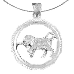 Sterling Silver Taurus Zodiac Sign Pendant (Rhodium or Yellow Gold-plated)