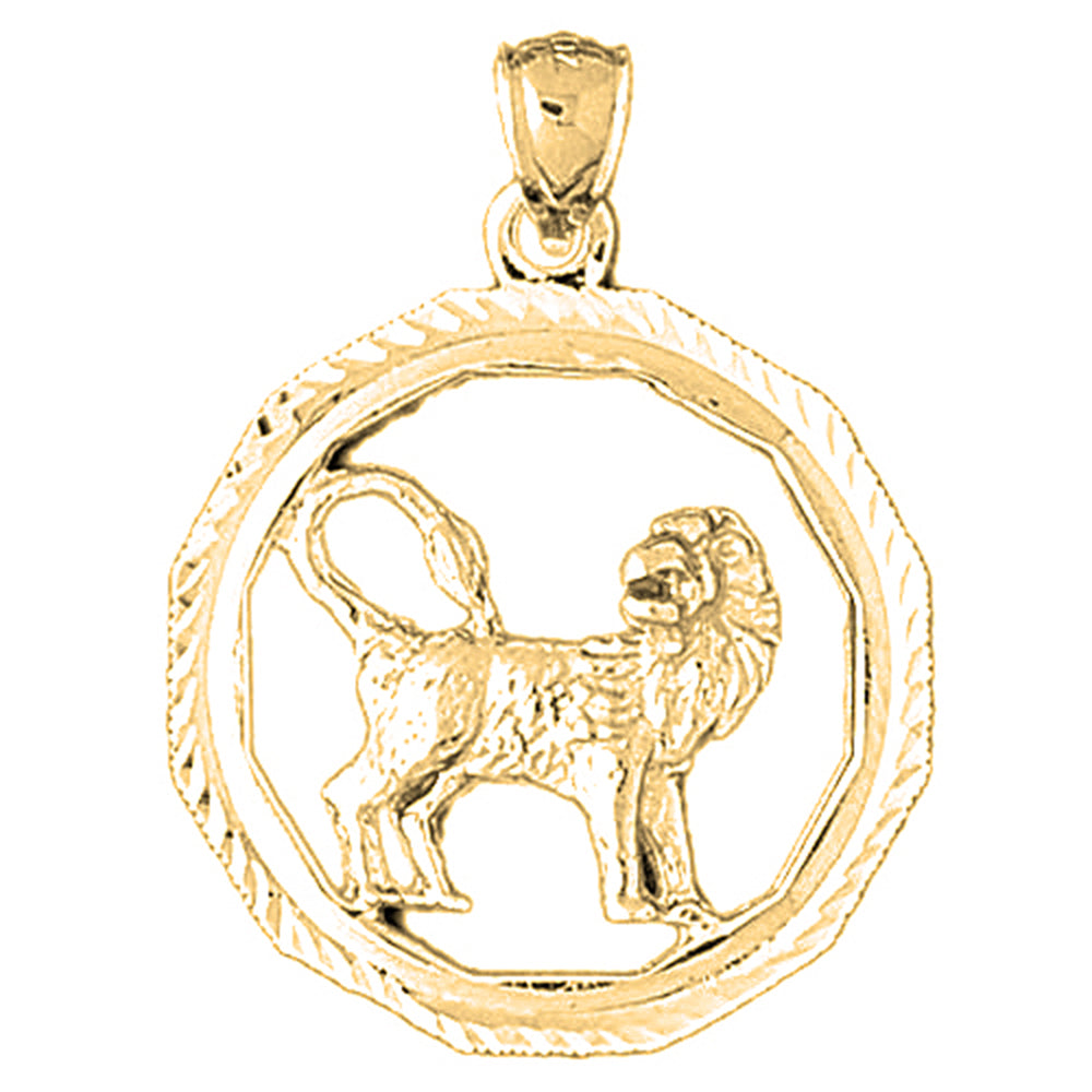 Yellow Gold-plated Silver Leo Zodiac Sign Pendant