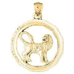 Yellow Gold-plated Silver Leo Zodiac Sign Pendant