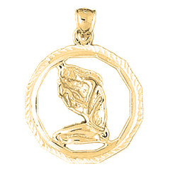 Yellow Gold-plated Silver Virgo Zodiac Sign Pendant