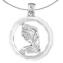 Sterling Silver Virgo Zodiac Sign Pendant (Rhodium or Yellow Gold-plated)