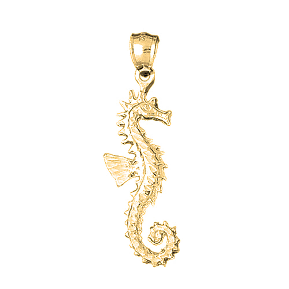 Yellow Gold-plated Silver Seahorse Pendant