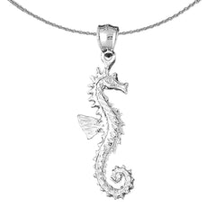 Seepferdchen-Anhänger aus Sterlingsilber (rhodiniert oder gelbgoldbeschichtet)