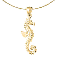 Seepferdchen-Anhänger aus Sterlingsilber (rhodiniert oder gelbgoldbeschichtet)