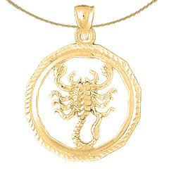 Sterling Silver Scorpio Zodiac Sign Pendant (Rhodium or Yellow Gold-plated)