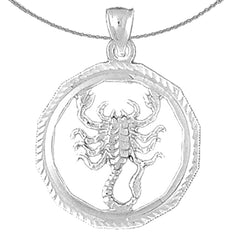 Sterling Silver Scorpio Zodiac Sign Pendant (Rhodium or Yellow Gold-plated)